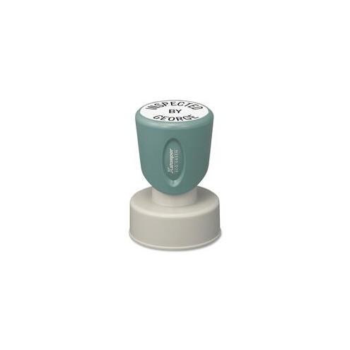 Xstamper Custom Round Pre-inked Stamp - Custom Message Stamp - 1.19" Impression Diameter - 50000 Impression(s) - Green, Gray - Plastic - Recycled - 1 Each