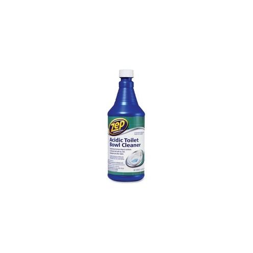 Zep Commercial Acidic Toilet Bowl Cleaner - 32 fl oz (1 quart) - Fresh Minty Pine Scent - 12 / Carton - Blue