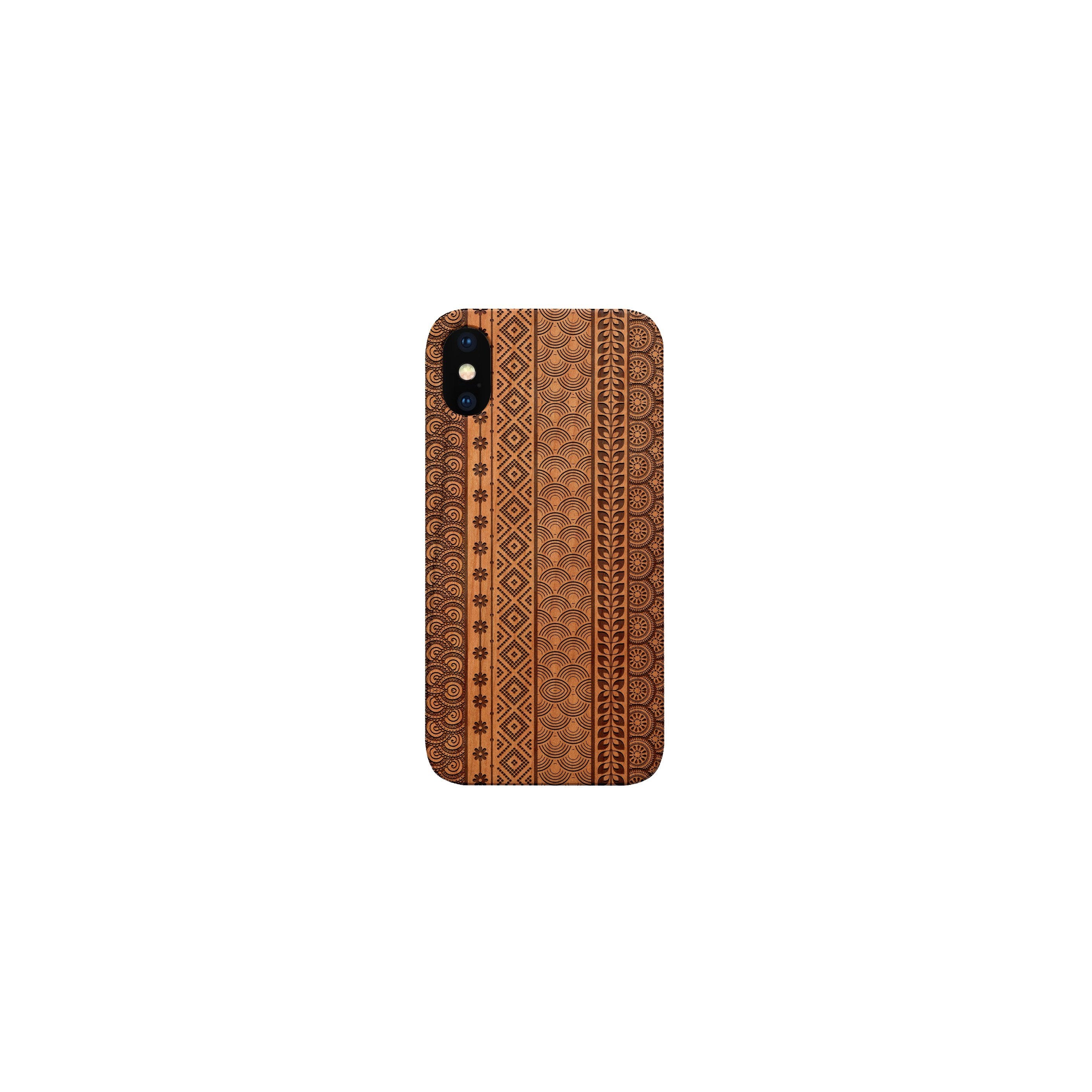 Abstract Pattern Stripes - Engraved - Wooden Phone Case
