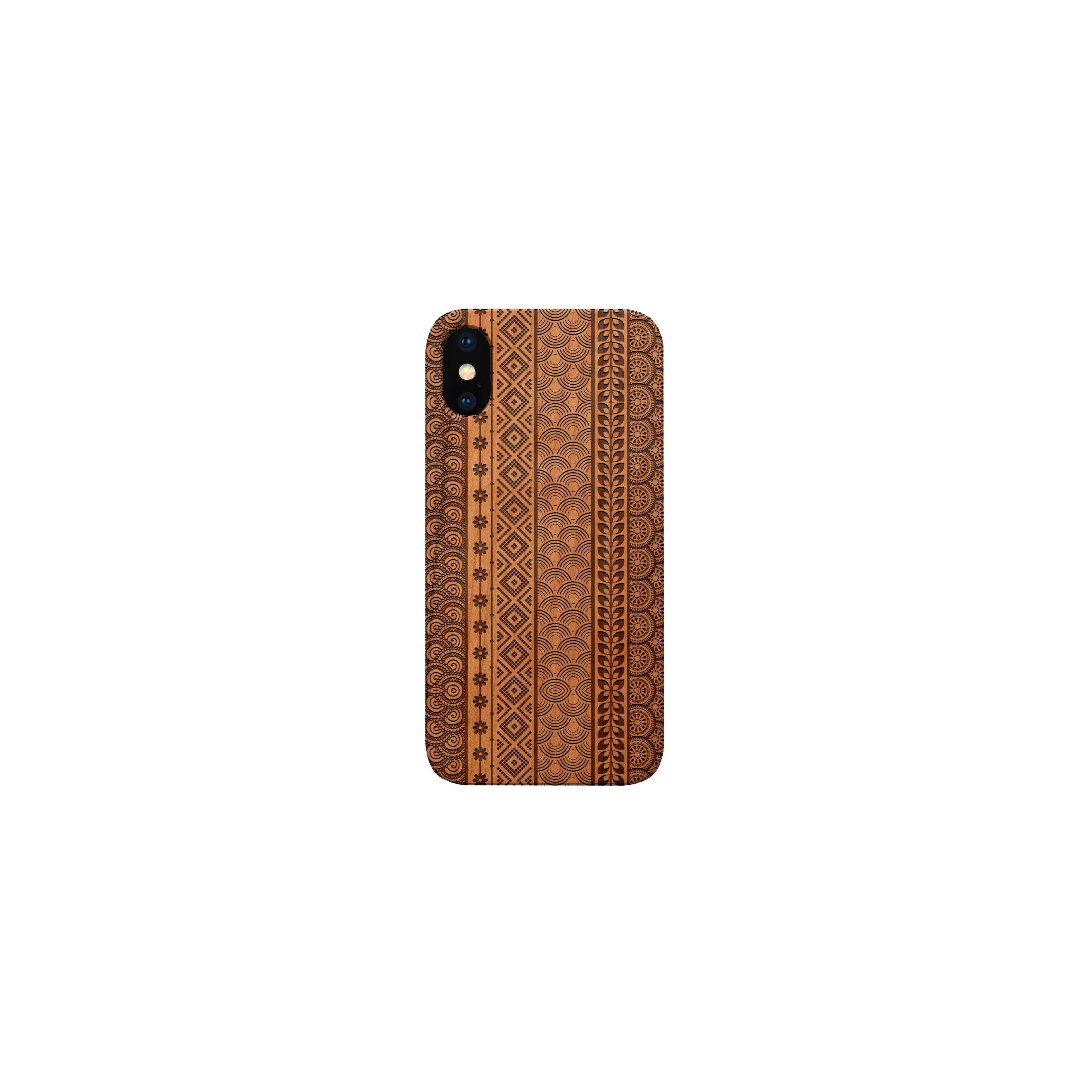  Abstract Pattern Stripes - Engraved - Wooden Phone Case - IPhone 13 Models