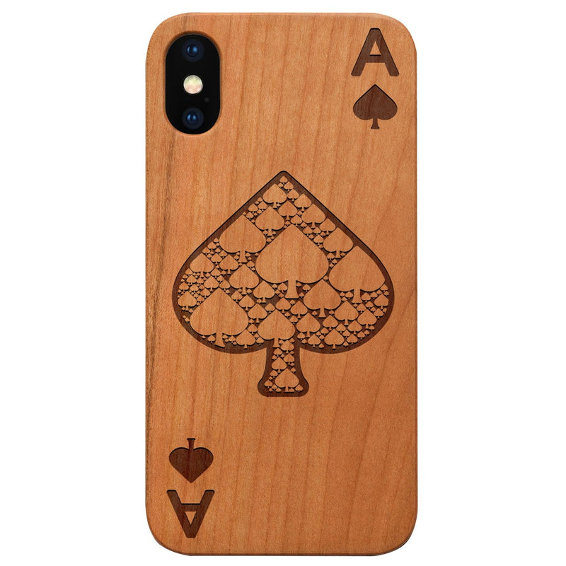  Ace of Spades - Engraved - Wooden Phone Case - IPhone 13 Models