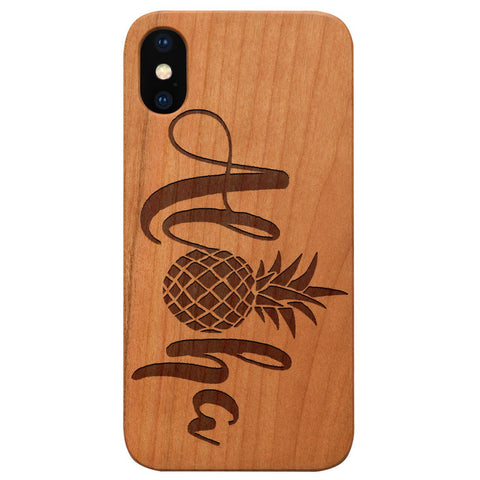 Aloha Pineapple - Engraved - Wooden Phone Case