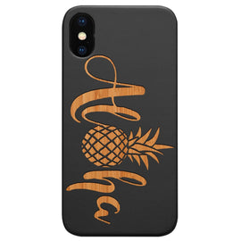 Aloha Pineapple - Engraved - Wooden Phone Case