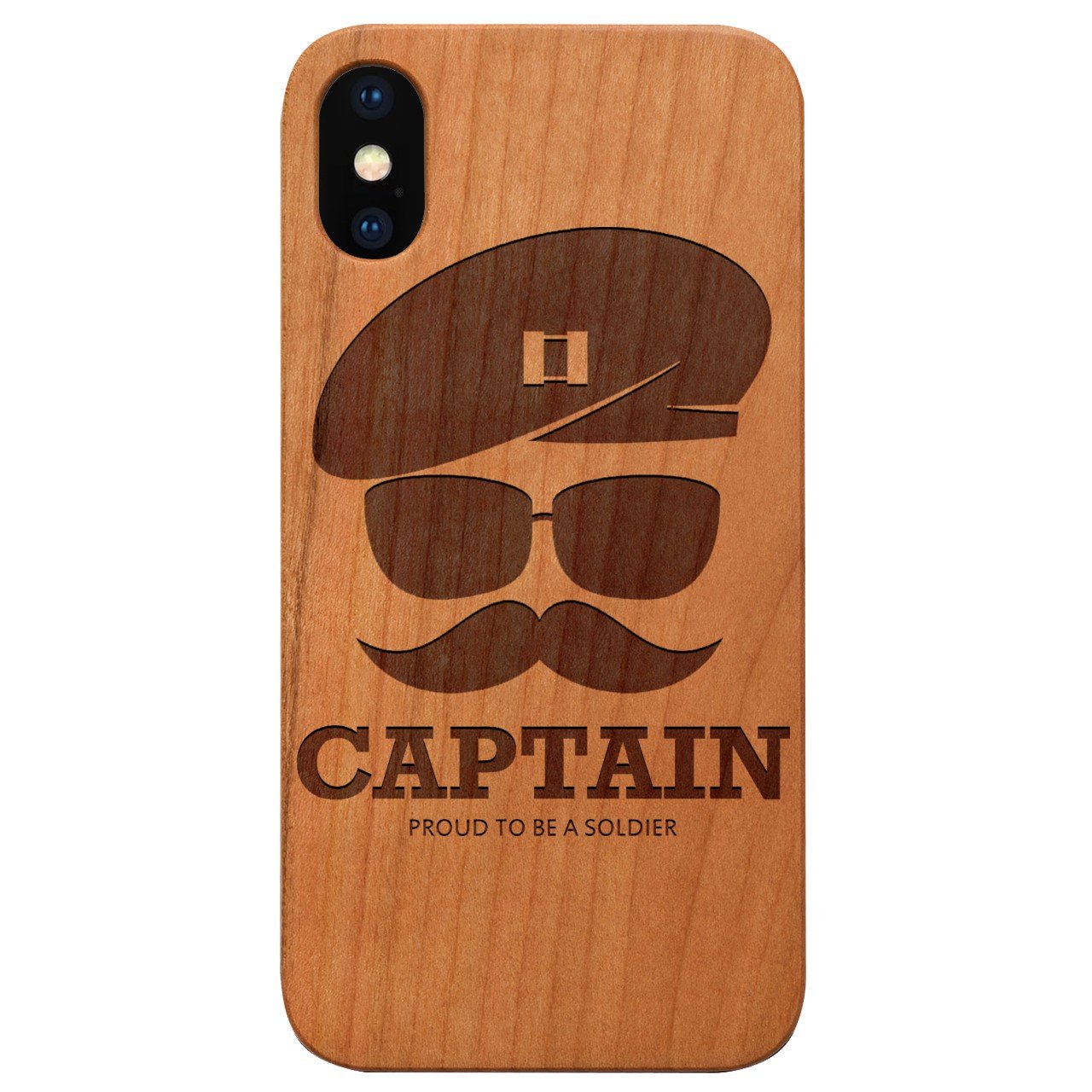 Army Rank Captain - Engraved - Wooden Phone Case