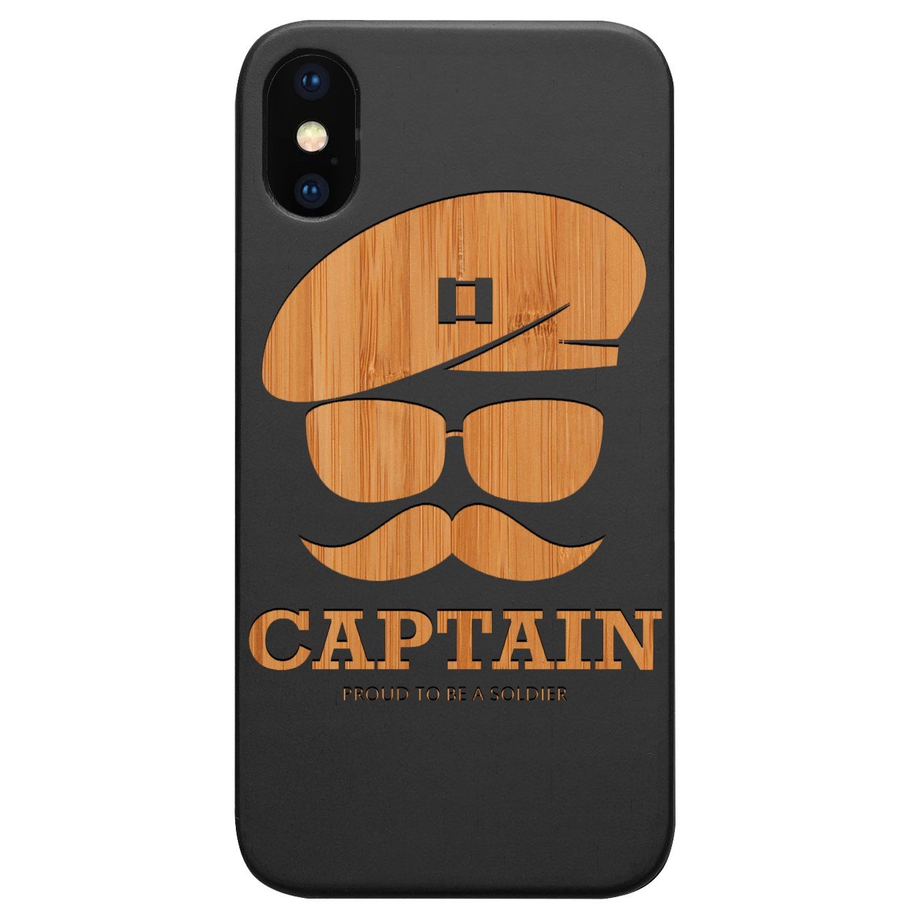 Army Rank Captain - Engraved - Wooden Phone Case