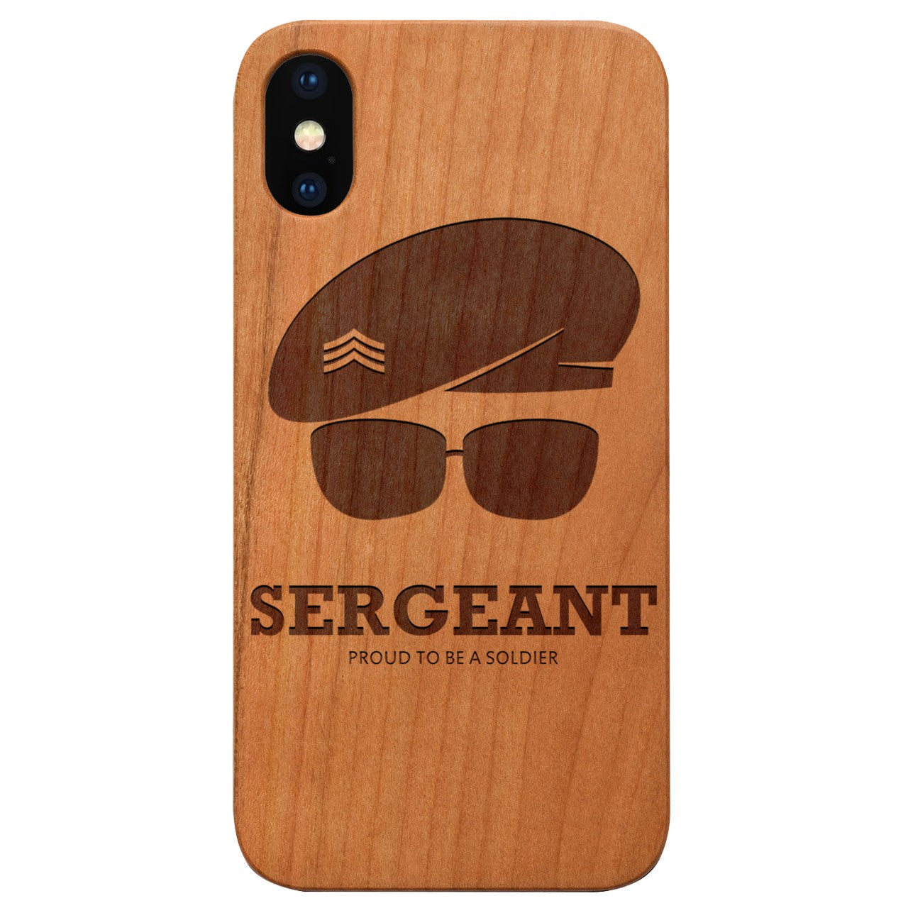  Army Rank Sergeant - Engraved - Wooden Phone Case - IPhone 13 Models