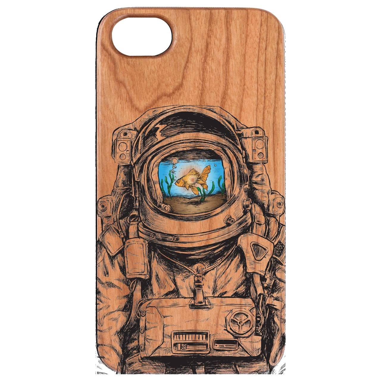 Astronaut Goldfish - UV Color Printed - Wooden Phone Case