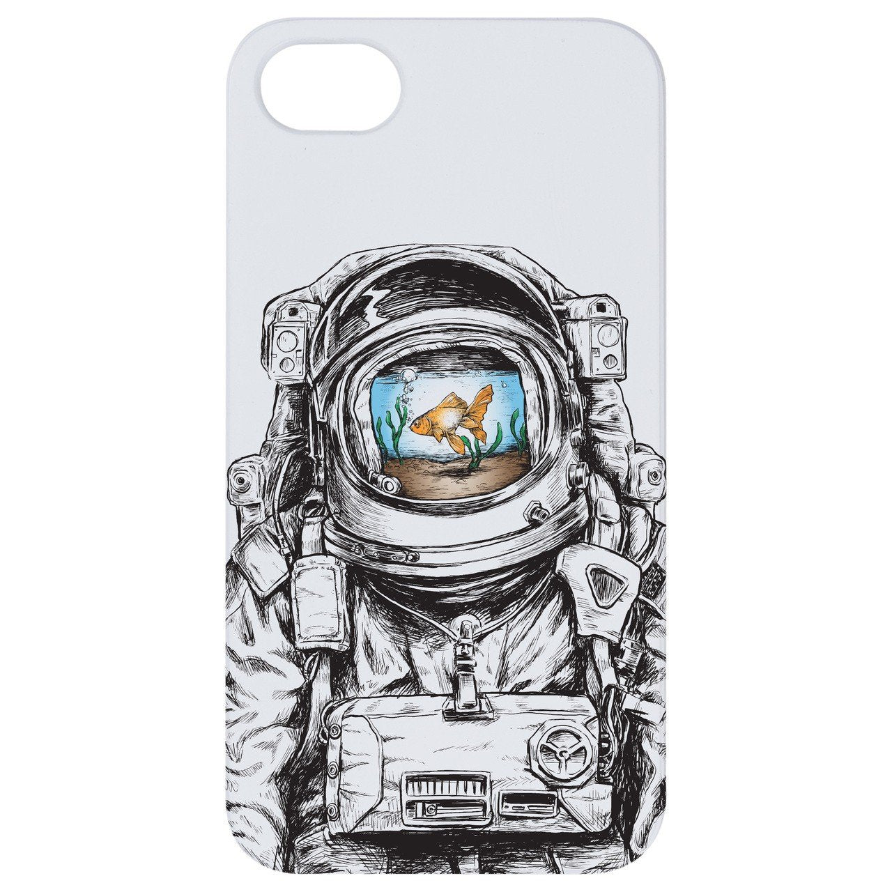 Astronaut Goldfish - UV Color Printed - Wooden Phone Case