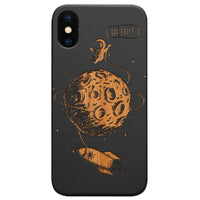 Astronaut in the Moon - Engraved - Wooden Phone Case