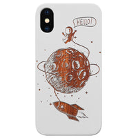 Astronaut in the Moon - Engraved - Wooden Phone Case