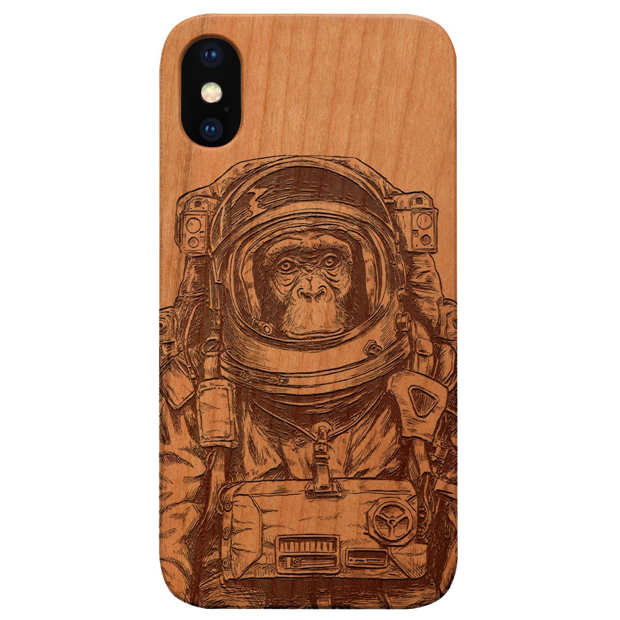Astronaut Monkey - Engraved - Wooden Phone Case