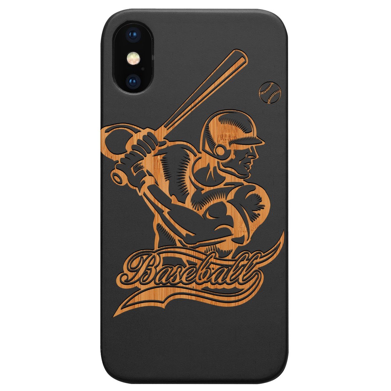 Baseball Player - Engraved - Wooden Phone Case