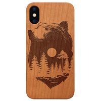 Bear Landscape 1 - Engraved - Wooden Phone Case