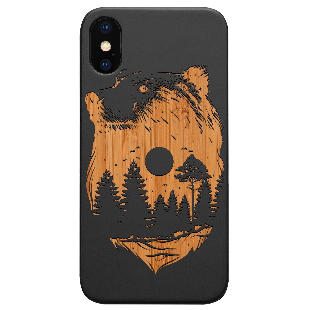 Bear Landscape 1 - Engraved - Wooden Phone Case
