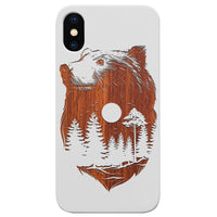 Bear Landscape 1 - Engraved - Wooden Phone Case
