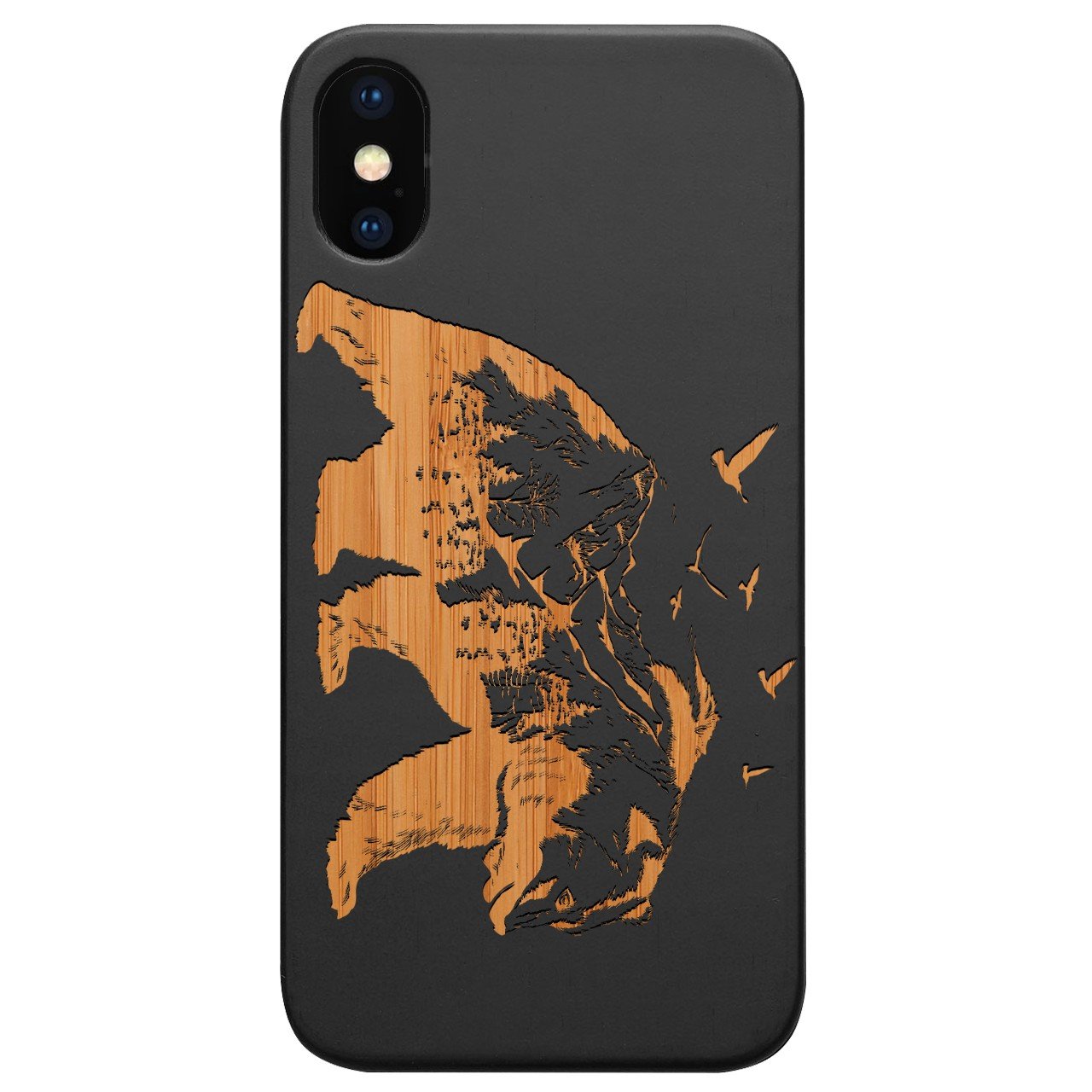 Bear Landscape 2 - Engraved - Wooden Phone Case