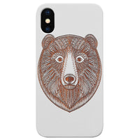 Bear Mandala - Engraved - Wooden Phone Case