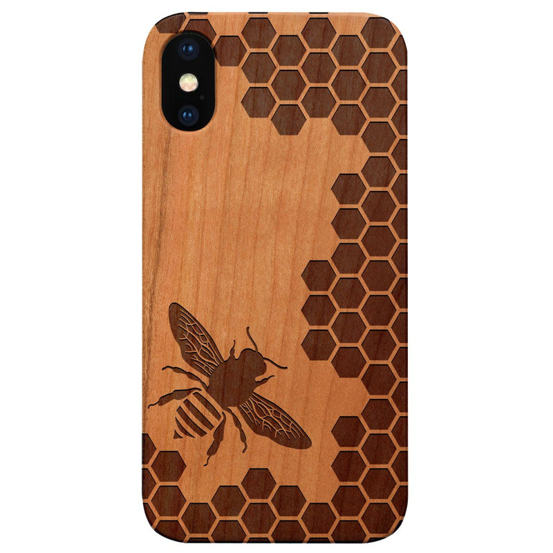 Bee Honeycomb - Engraved - Wooden Phone Case