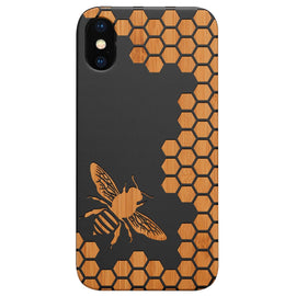 Bee Honeycomb - Engraved - Wooden Phone Case