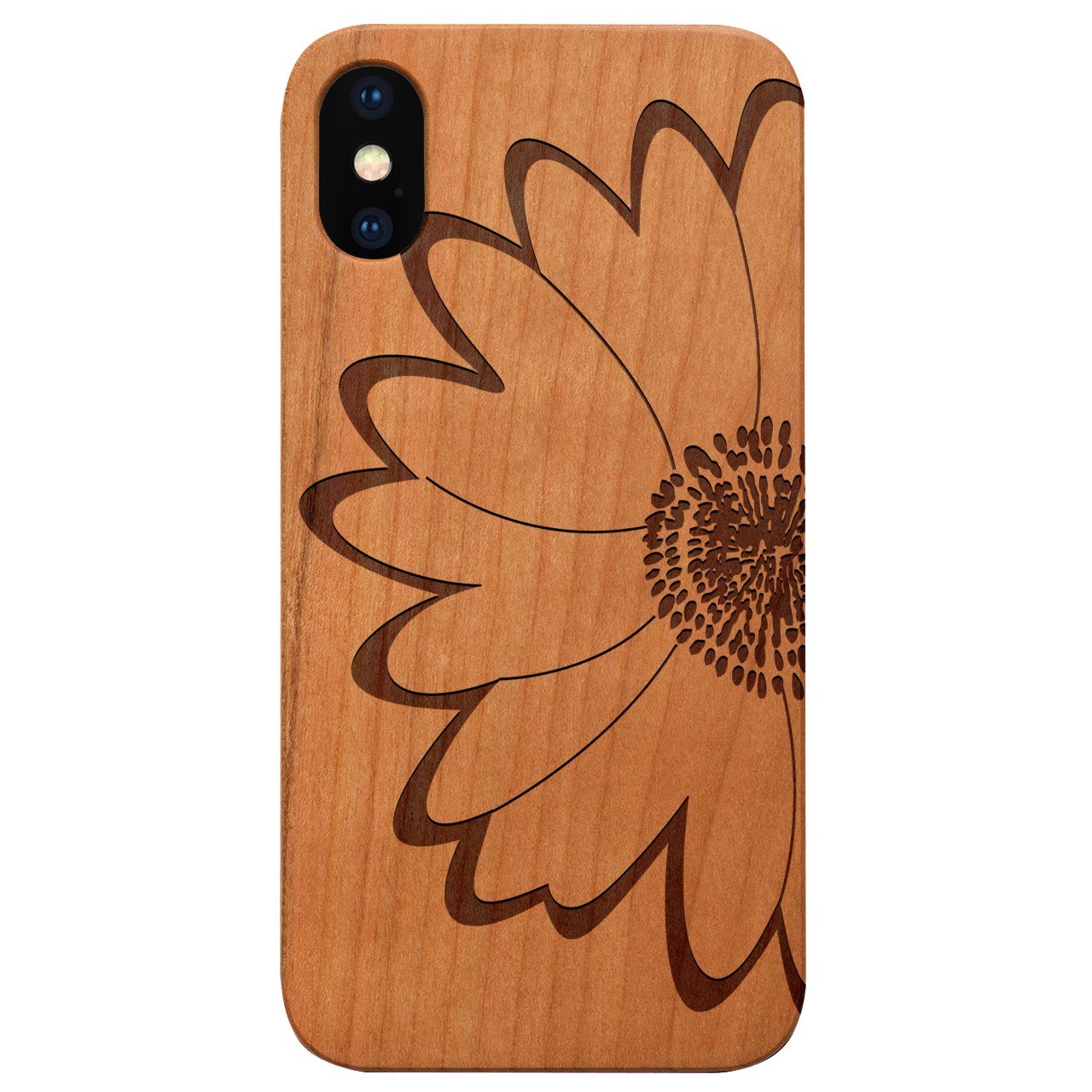 Big Flower - Engraved - Wooden Phone Case