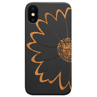 Big Flower - Engraved - Wooden Phone Case