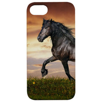 Black Horse - UV Color Printed - Wooden Phone Case