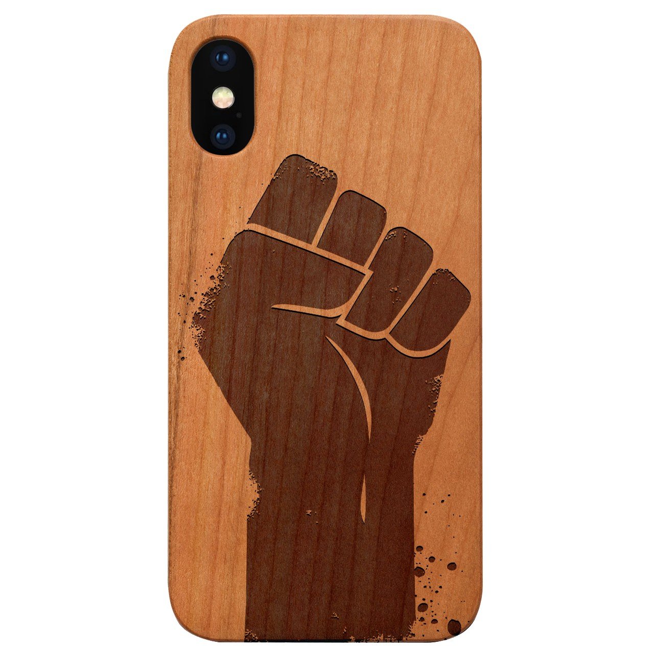 Black Lives Matter Fist - Engraved - Wooden Phone Case