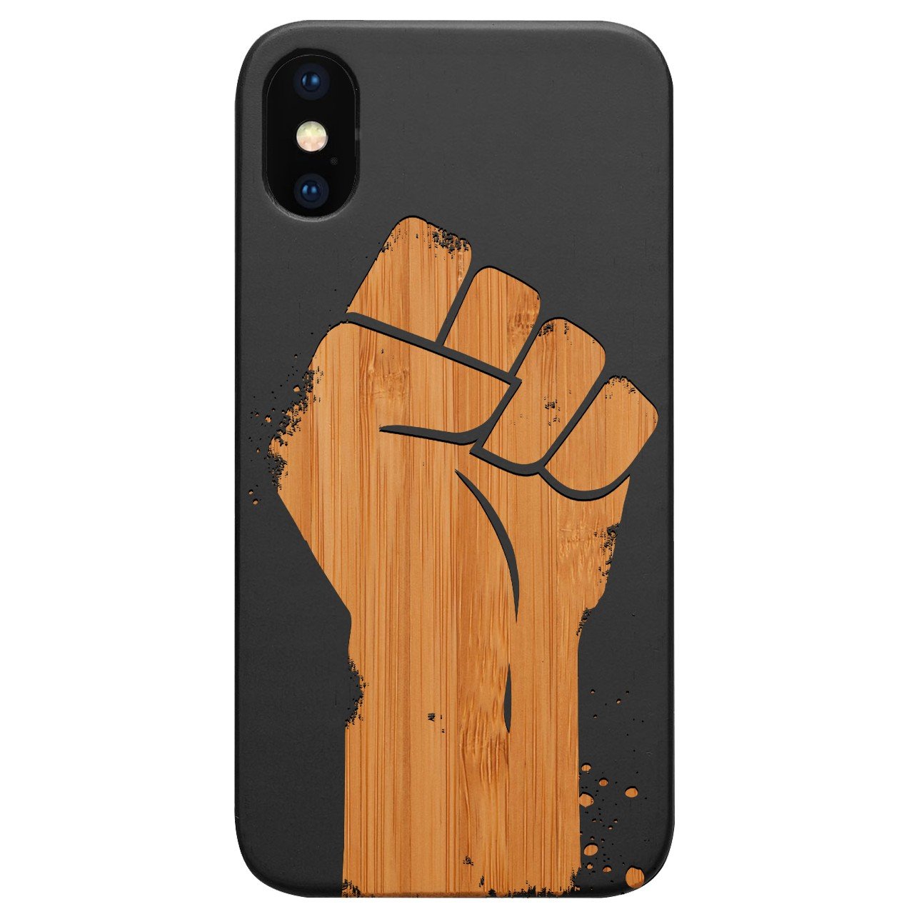 Black Lives Matter Fist - Engraved - Wooden Phone Case