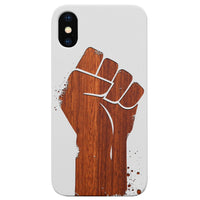 Black Lives Matter Fist - Engraved - Wooden Phone Case