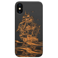 Boat - Engraved - Wooden Phone Case