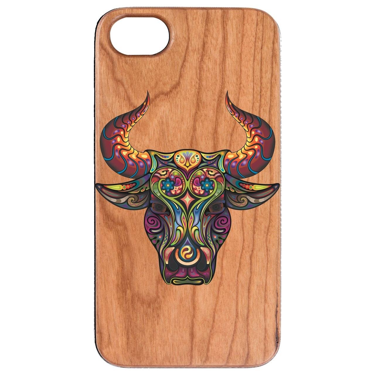Bull Head - UV Color Printed - Wooden Phone Case