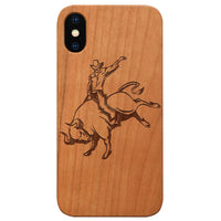 Bull Rider - Engraved - Wooden Phone Case