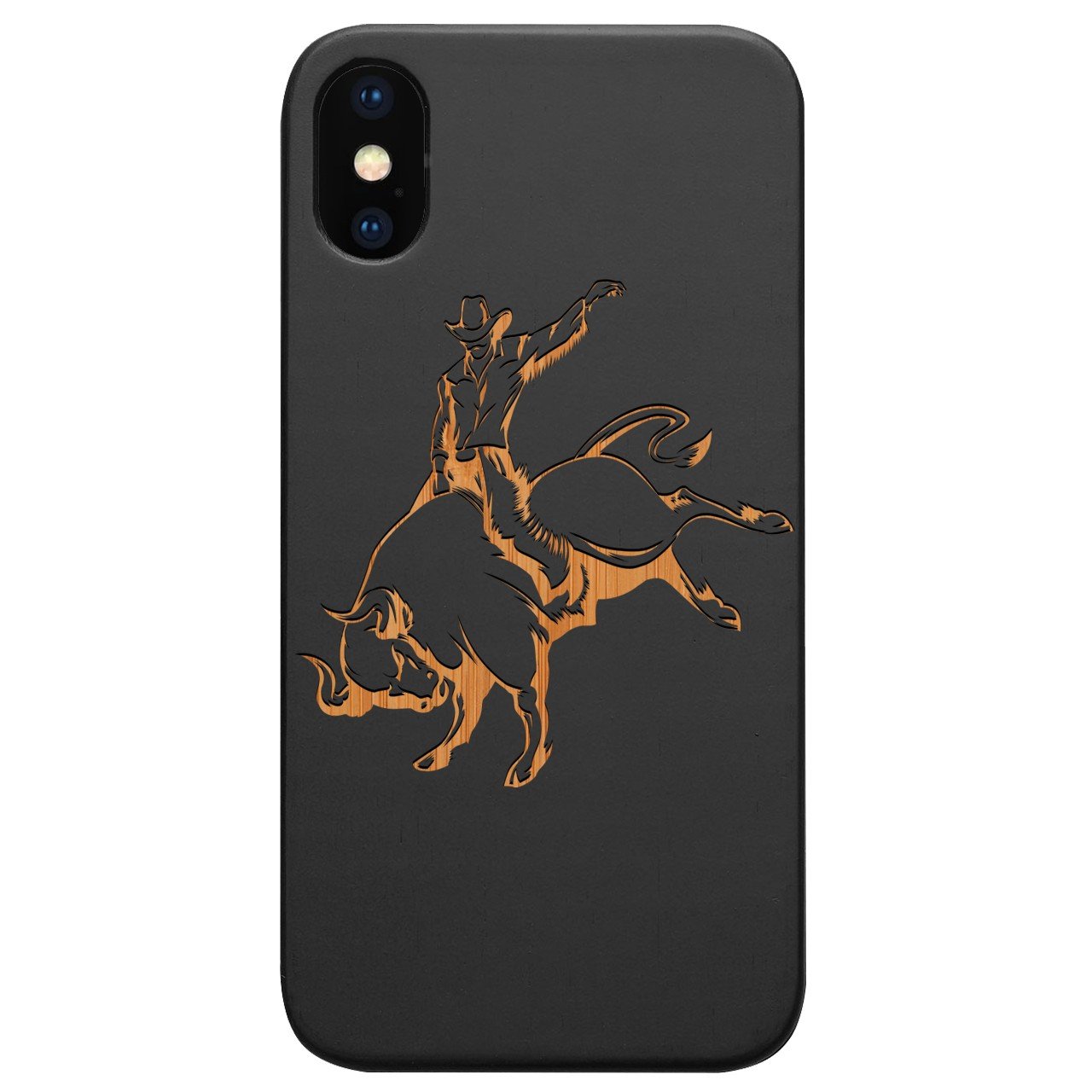 Bull Rider - Engraved - Wooden Phone Case