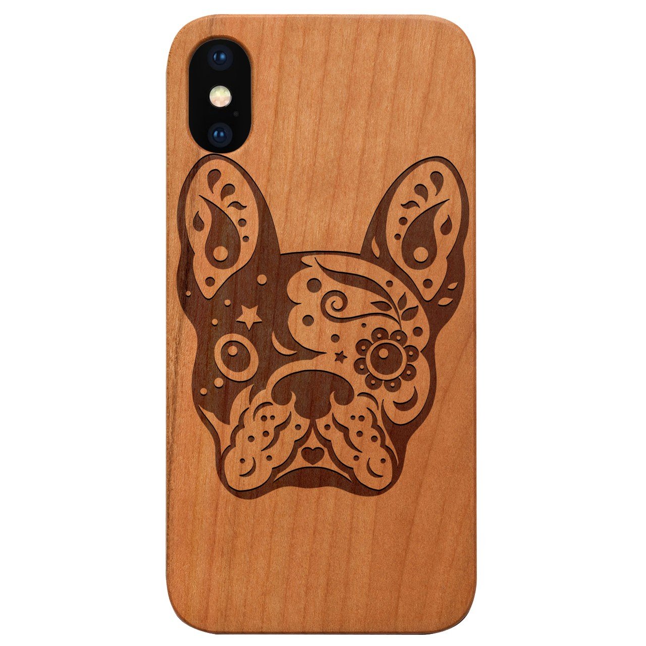 Bulldog - Engraved - Wooden Phone Case