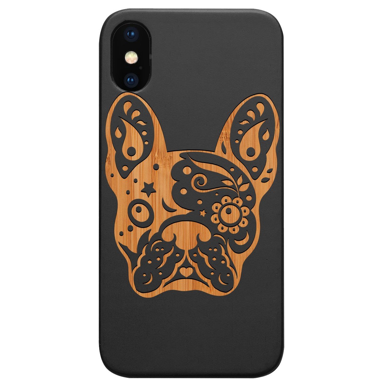Bulldog - Engraved - Wooden Phone Case