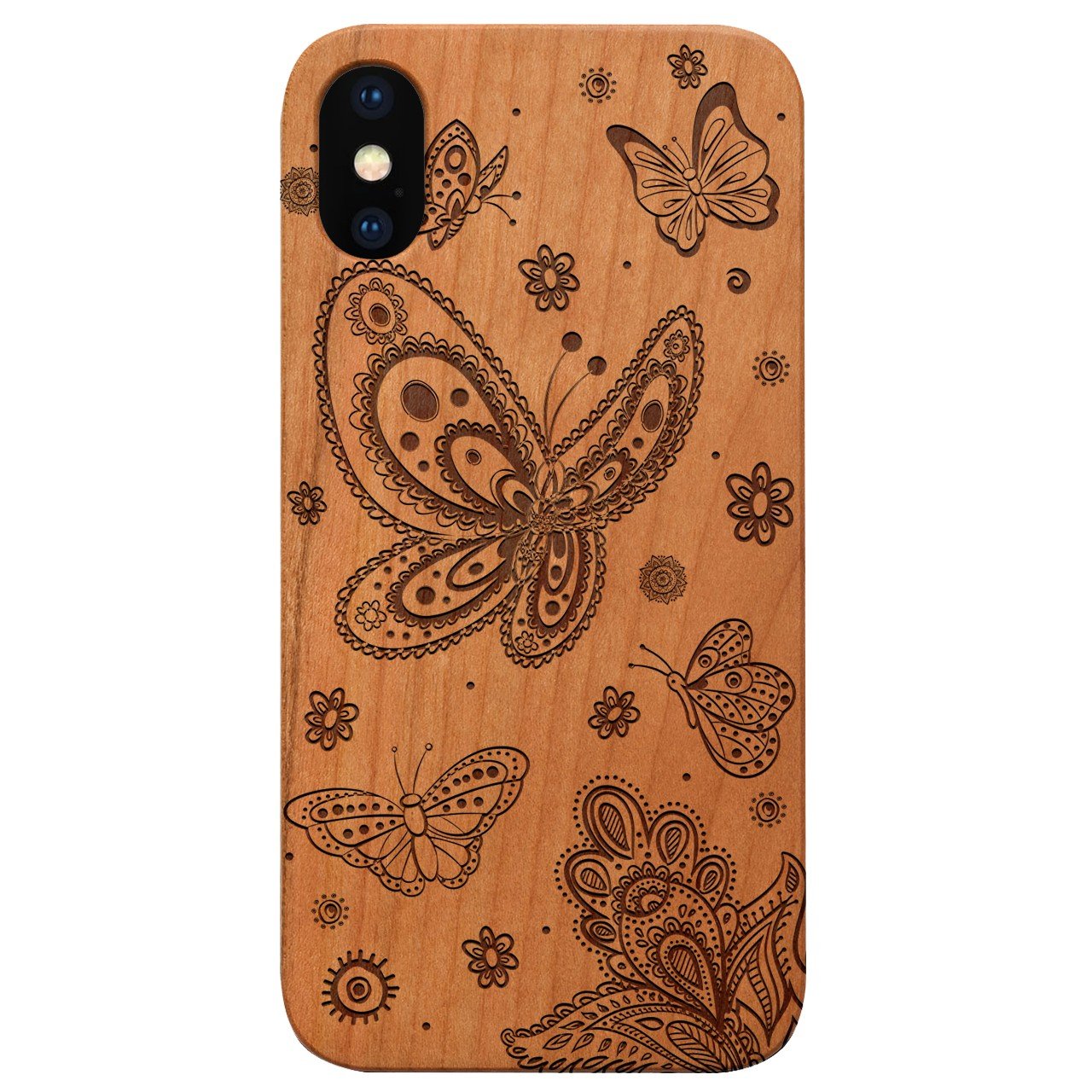 Butterflies - Engraved - Wooden Phone Case