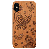 Butterflies - Engraved - Wooden Phone Case