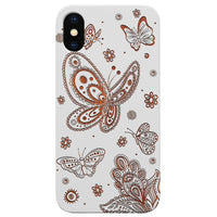 Butterflies - Engraved - Wooden Phone Case