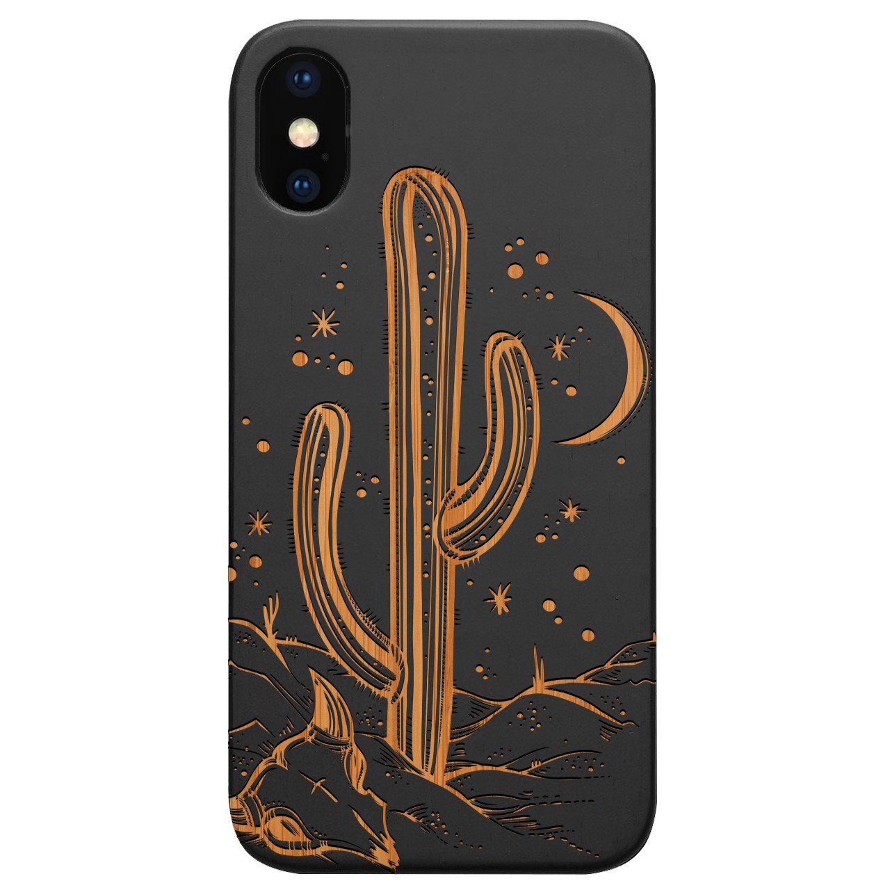 Cactus - Engraved - Wooden Phone Case