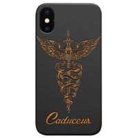 Caduceus - Engraved - Wooden Phone Case