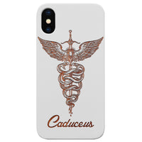 Caduceus - Engraved - Wooden Phone Case