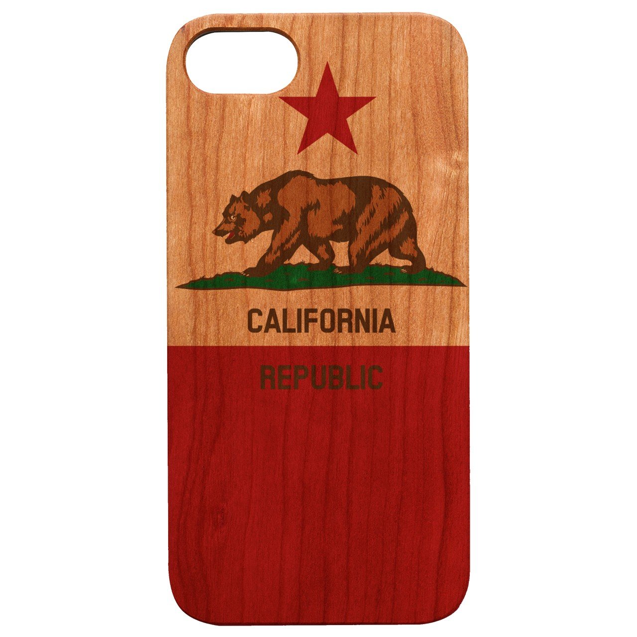 California Flag - Engraved - Wooden Phone Case