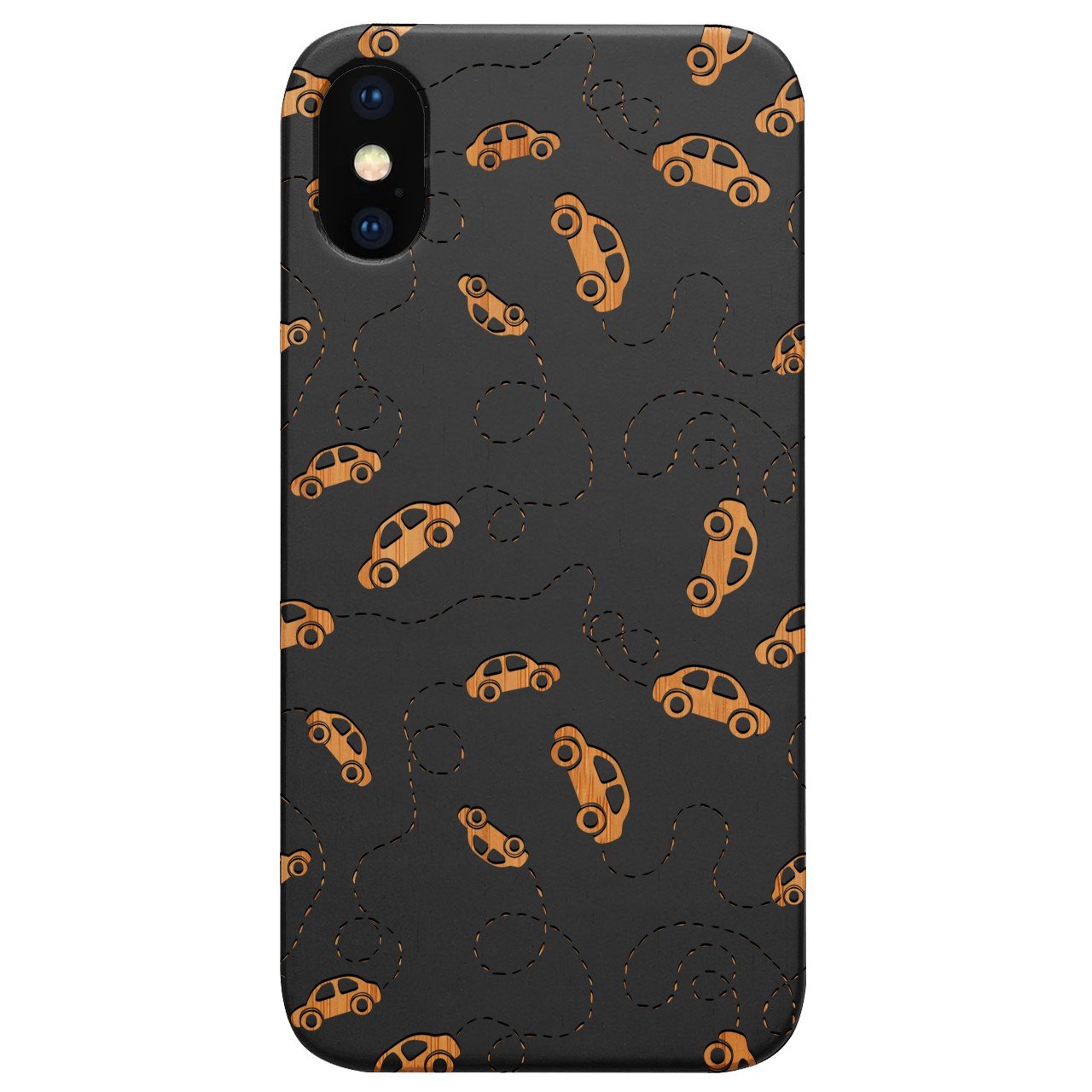 Car Pattern - Engraved - Wooden Phone Case