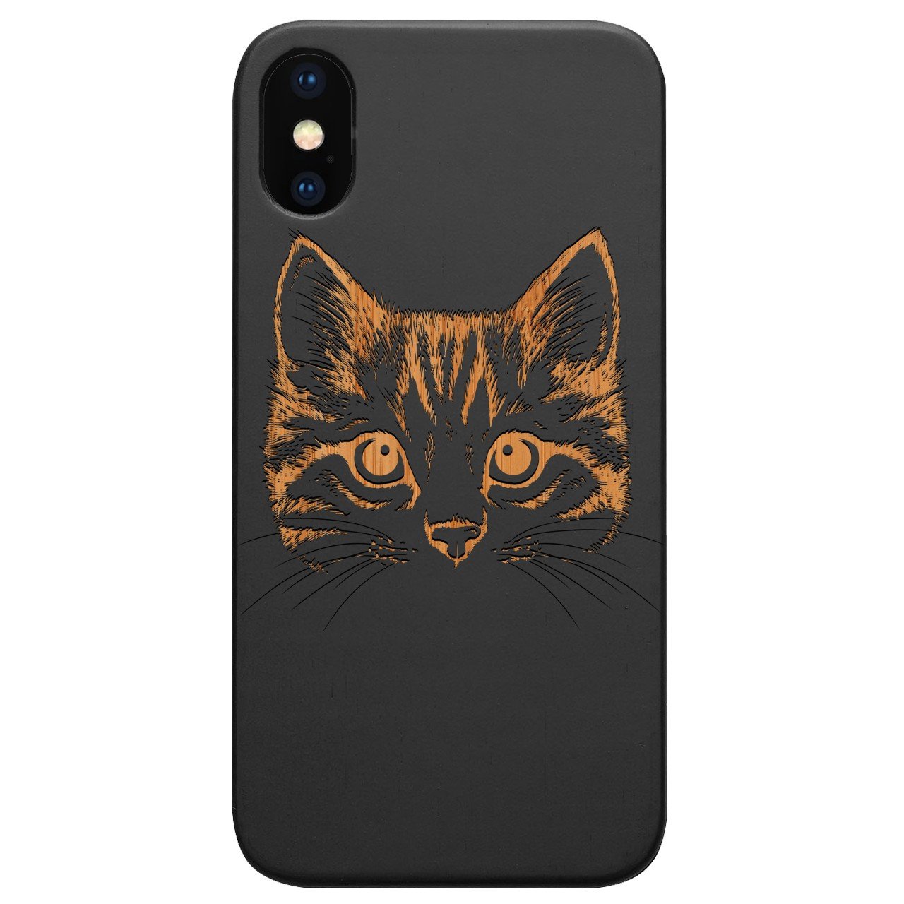 Cat Head - Engraved - Wooden Phone Case