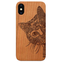 Cat Mandala - Engraved - Wooden Phone Case