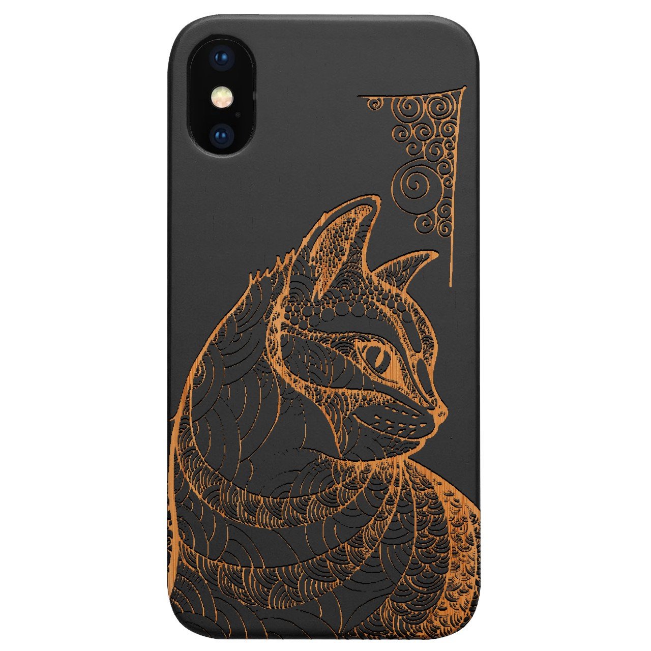 Cat Mandala 2 - Engraved - Wooden Phone Case