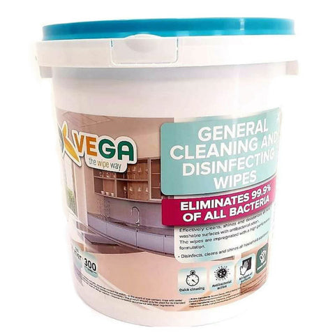 Vega Disinfecting Wipes. 300 wipes per tub