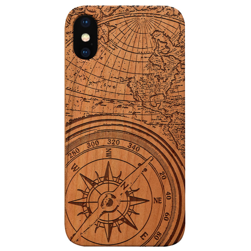  Compass - Engraved - Wooden Phone Case - IPhone 13 Models