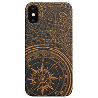 Compass - Engraved - Wooden Phone Case