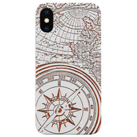 Compass - Engraved - Wooden Phone Case